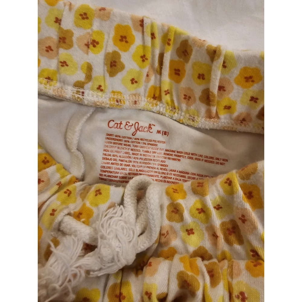 Cat & Jack Girls 8 Floral Skort Skirt w Built-In Shorts Cream Yellow - Picture 2 of 5